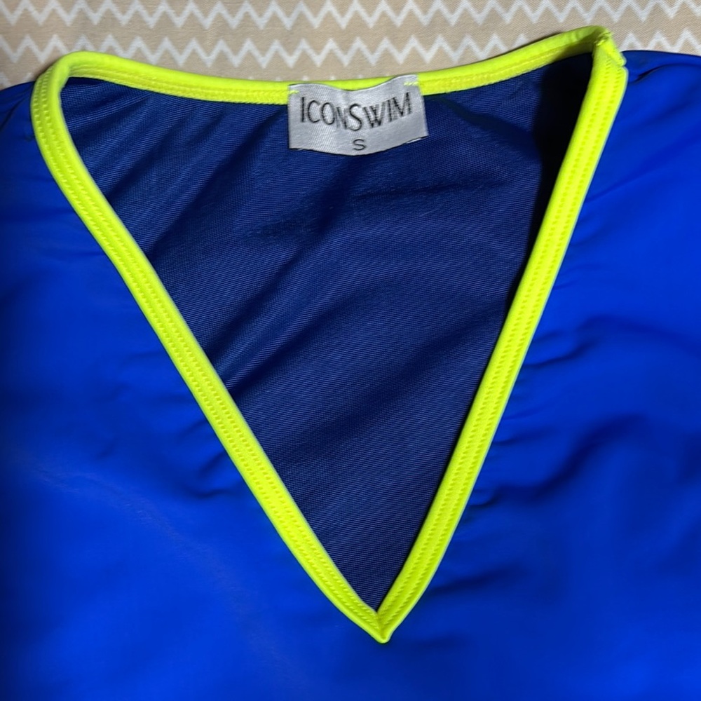 Icon Swim Blue and Neon Yellow Bikini Top - Picture 2 of 5